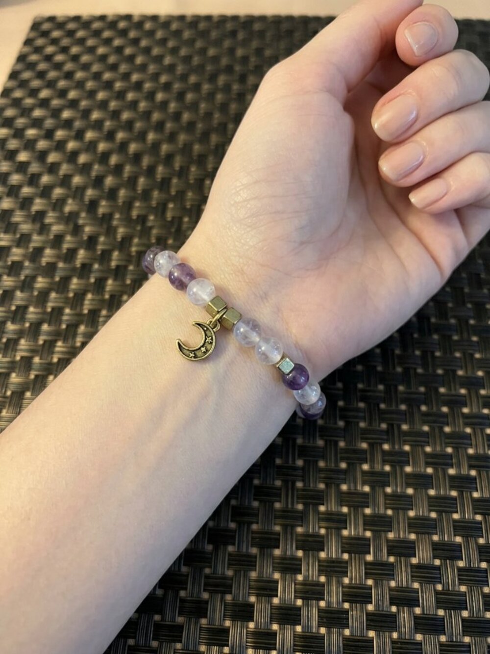 "Moonlight Serenity" Amethyst & Moonstone Stretch Bracelet